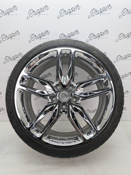 Chevrolet C7 Corvette Stingray Front Wheel Rim Chrome Split 5-Spoke 19"x8.5" 20986476 *DAMAGED*