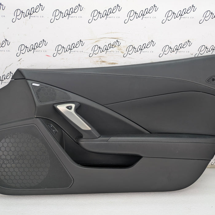 Chevrolet C7 Corvette Stingray Z51 Right/Passenger Side Jet Black Leather Door Panel Card