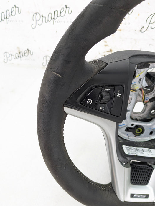 2015 Chevrolet 5th Gen Camaro 2SS Manual Flat Bottom Suede/Alcantara Steering Wheel W/Control Buttons 22925461 *DAMAGED*