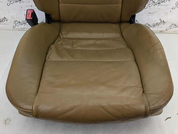 Porsche 996.2 911 Carrera 4 Front Left/Right Seats Savanna Beige Leather W/Porsche Crest