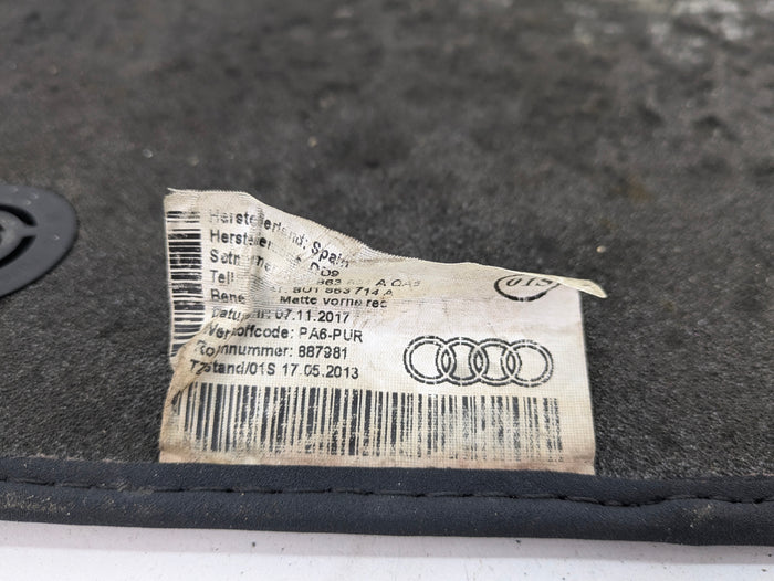 2015-2018 Audi 8U Q3 Interior Carpet Floor Mat Black Set Of 4 8U1863714A *Damaged*