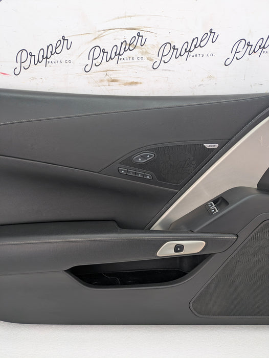Chevrolet C7 Corvette Stingray Z51 Left/Driver Side Jet Black Leather Door Panel Card