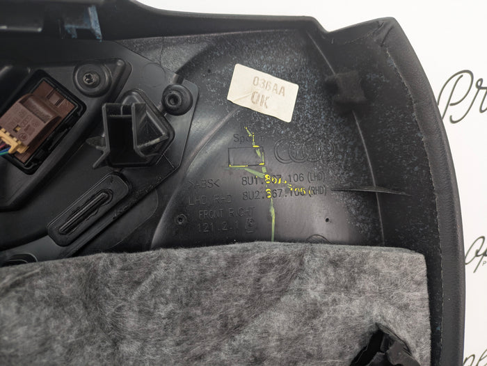 2016-2018 Audi 8U Q3 Right Front Interior Door Panel Black 8U18994R2