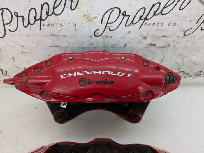 2015 Chevrolet 5th Gen Camaro 2SS Oem Brembo Rear Left & Right Brake Caliper Set Pair Red Performance Upgrade Kit 84300395
