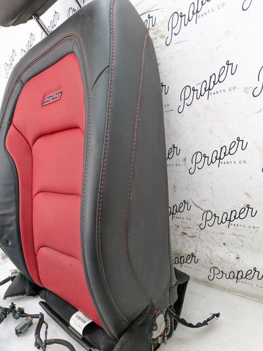 2018 Chevrolet 6th Gen Camaro 2SS Front Right/Passenger Side Rear Upper Seat Back Cushion/Headrest Leather Black & Adrenaline Red (H16)