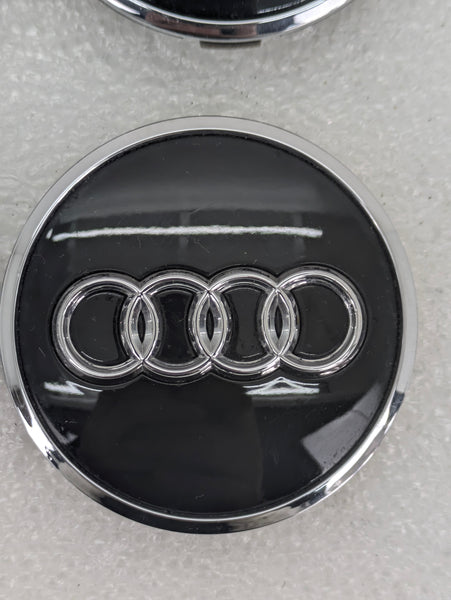 Audi 8V RS3 Black & Chrome Wheel Rim Center Caps Set Of 4 8W0601170