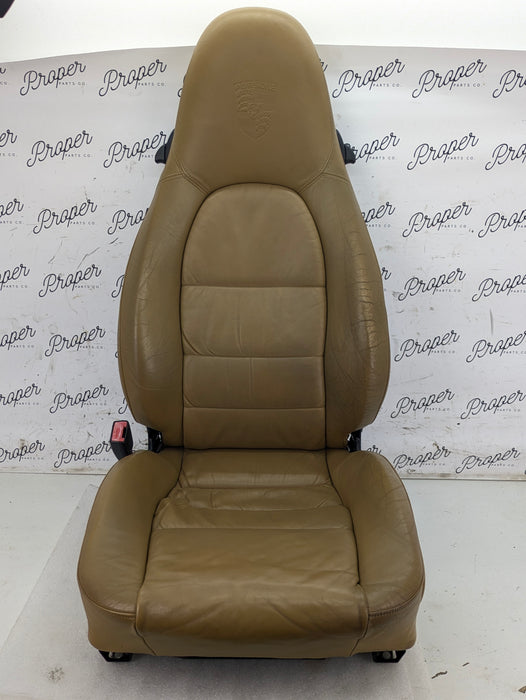 Porsche 996.2 911 Carrera 4 Front Left/Right Seats Savanna Beige Leather W/Porsche Crest