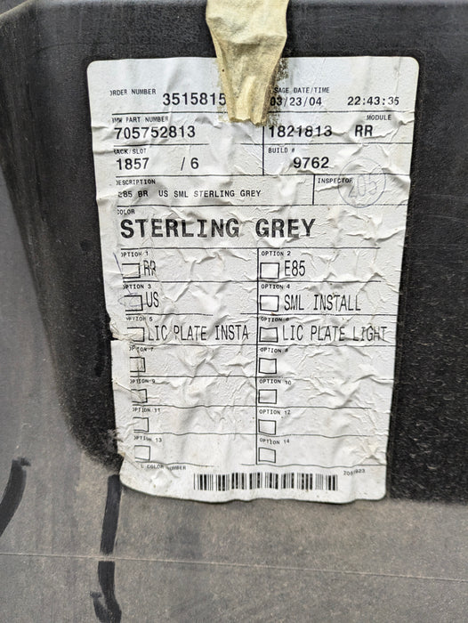 2003 2004 2005 BMW E85 Z4 3.0i 2.5i Roadster Rear Bumper Sterling Grey Metallic (472) 51127055468