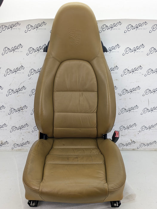 Porsche 996.2 911 Carrera 4 Front Left/Right Seats Savanna Beige Leather W/Porsche Crest