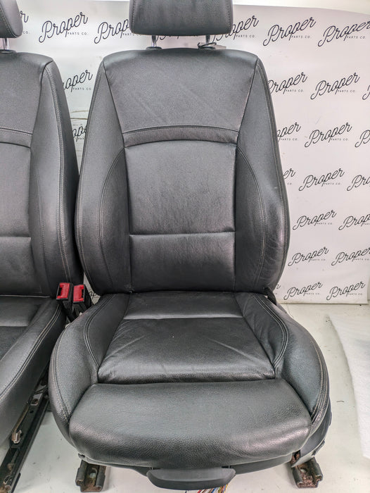 BMW E90 E91 3 Series Driver & Passenger Front Black Leather Sport Seats