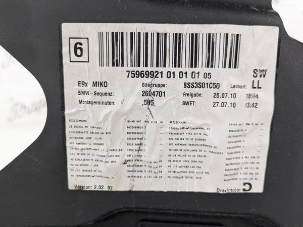 BMW E90 E91 E92 E93 M3 335i Center Console & Arm Rest 7596992 *DAMAGED*