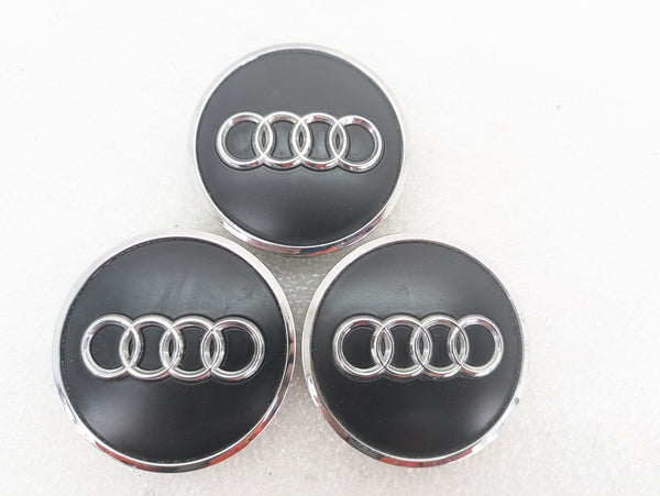 Audi 8V RS3 Black & Chrome Wheel Rim Center Caps 8W0601170