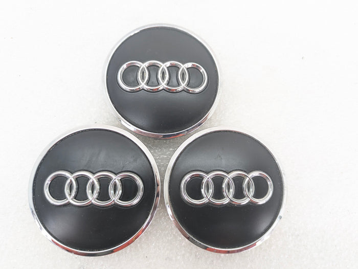 Audi 8V RS3 Black & Chrome Wheel Rim Center Caps 8W0601170