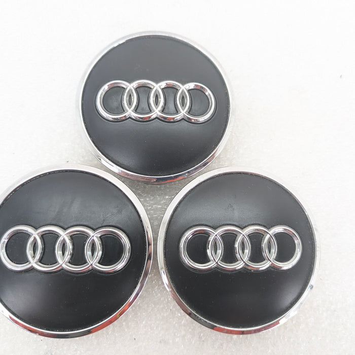 Audi 8V RS3 Black & Chrome Wheel Rim Center Caps 8W0601170