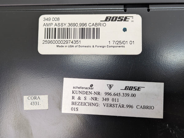 Porsche 996.2 911 Carrera 4 Cabrio/Convertible BOSE Audio Amplifier 99664533900