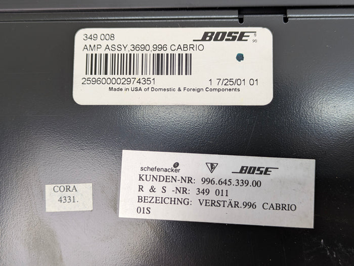 Porsche 996.2 911 Carrera 4 Cabrio/Convertible BOSE Audio Amplifier 99664533900