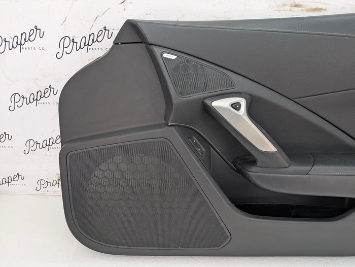 Chevrolet C7 Corvette Stingray Z51 Right/Passenger Side Jet Black Leather Door Panel Card