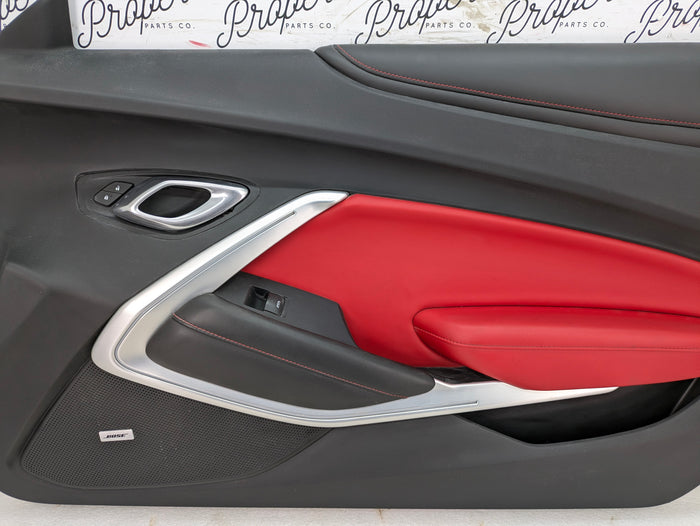2018 Chevrolet 6th Gen Camaro 2SS Right/Passenger Side Door Panel Card Black/Adrenaline Red (H16) W/Bose 84165451