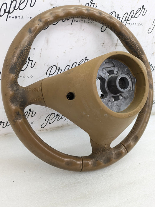 Porsche 996.2 911 Carrera 4 Automatic Tiptronic 3 Spoke Steering Wheel Savanna Beige Leather 99634780464 *DAMAGED*