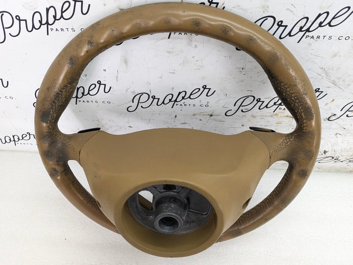 Porsche 996.2 911 Carrera 4 Automatic Tiptronic 3 Spoke Steering Wheel Savanna Beige Leather 99634780464 *DAMAGED*