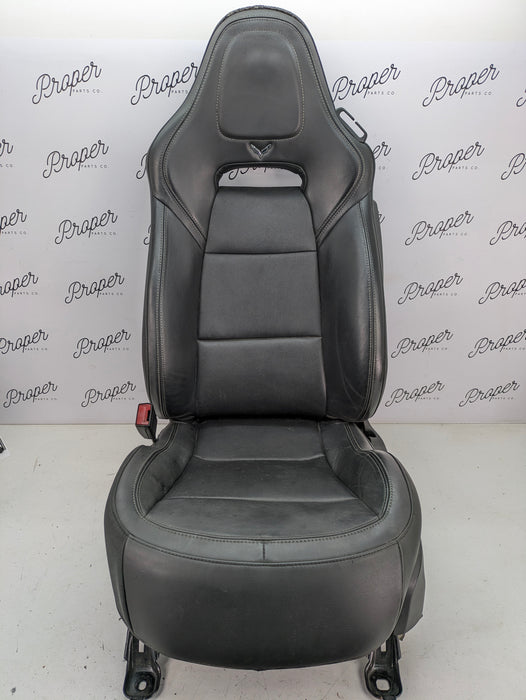 Chevrolet C7 Corvette Stingray Z51 2LT Left/Driver Side GT Milano Leather Heated & Vented Seat Jet Black (195) *DAMAGED*