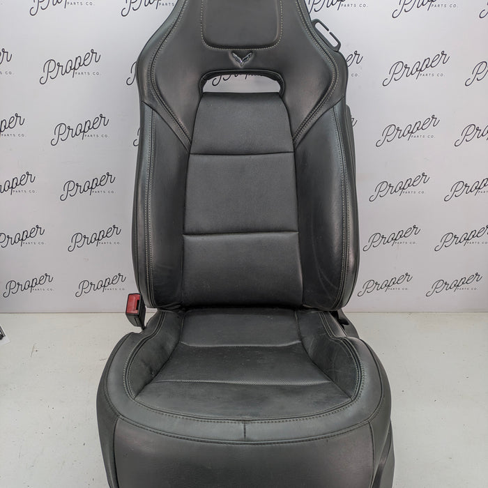 Chevrolet C7 Corvette Stingray Z51 2LT Left/Driver Side GT Milano Leather Heated & Vented Seat Jet Black (195) *DAMAGED*