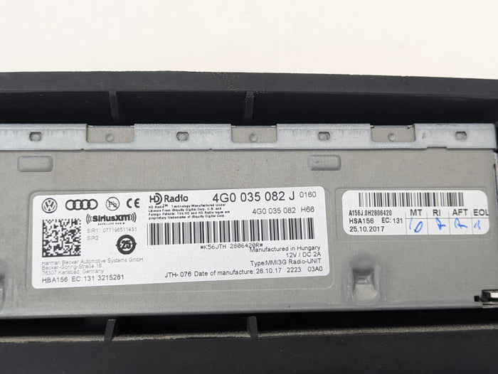 2018 Audi 8U Q3 Satellite Radio SirusXM MMIG3 Receiver 4G0035082J/8U0907368
