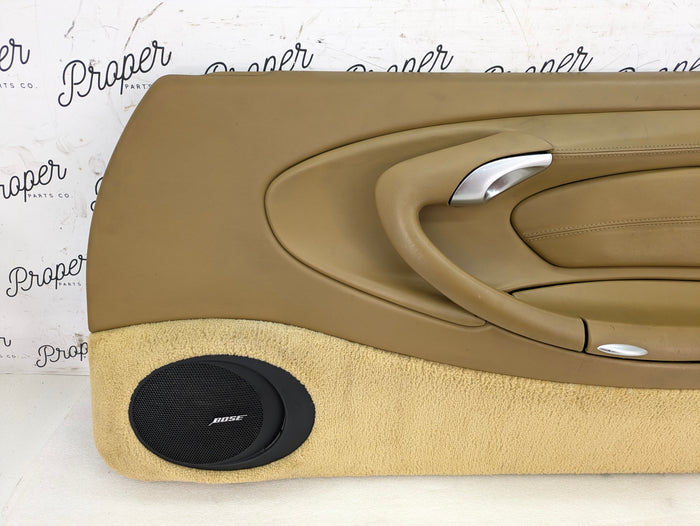 Porsche 996.2 911 Carrera 4 Cabriolet Convertible Right/Passenger Side Front Interior Door Panel Savanna Beige Leather 99655532201/99655583400