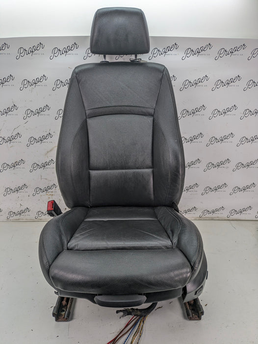 BMW E90 E91 3 Series Driver & Passenger Front Black Leather Sport Seats