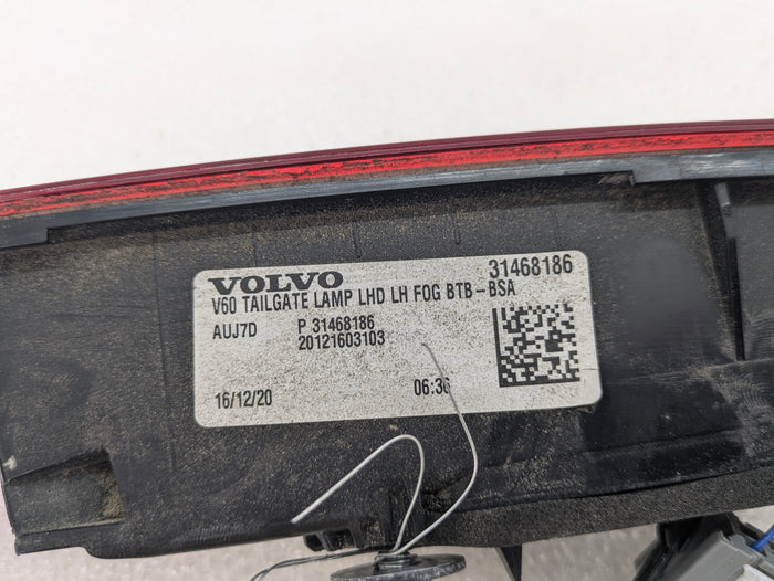 2021 Volvo V60 T6 R-Design Rear Left/Driver Side Inner Hatch Tail Light 31468186