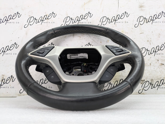 Chevrolet C7 Corvette Stingray Z51 Automatic Jet Black Leather/Grey Stitching Steering Wheel W/Paddle Shifters 23167317 *DAMAGED*