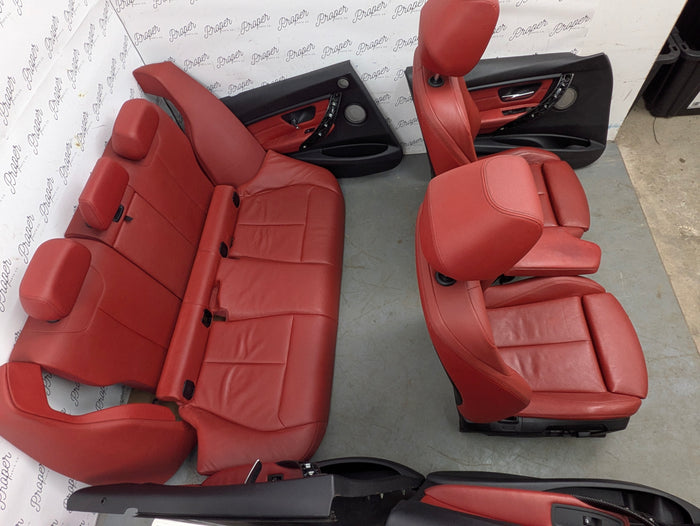 BMW F30 335xi M Sport Complete Red Interior Swap Kit Set Leather Coral Red Door Cards & Seats