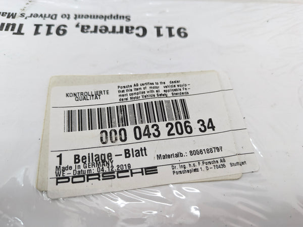 Porsche 996.2 911 Carrera 4/Turbo Supplement to Driver's Owner's Manual 00004320634