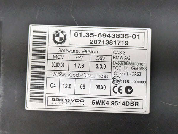 BMW E90 E92 E91 E93 3 Series Car Access Central Locking System CAS3 Module 61356943835