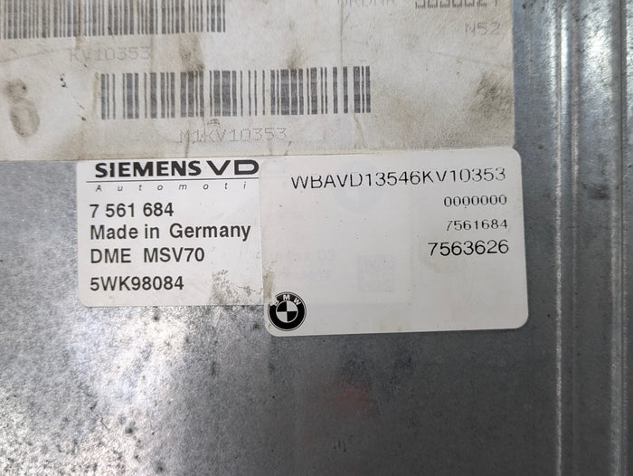 BMW E90 E91 325xi 325i 330xi 330i 323i N52 Engine DME/ECU Engine Control Module Computer MSV70 7561684