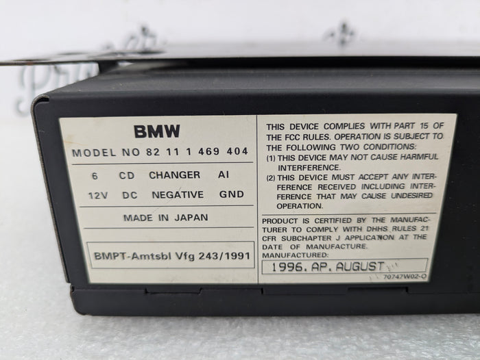 BMW E46 M3 330ci 328ci 325ci 323ci 320i Alpine 6 Disc CD Changer w/o Magazine 1469404