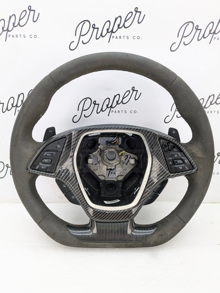 Chevrolet C7 Corvette Stingray Automatic Flat Bottom Suede/Alcantara Steering Wheel W/PaddleShifters 84198774 *DAMAGED*