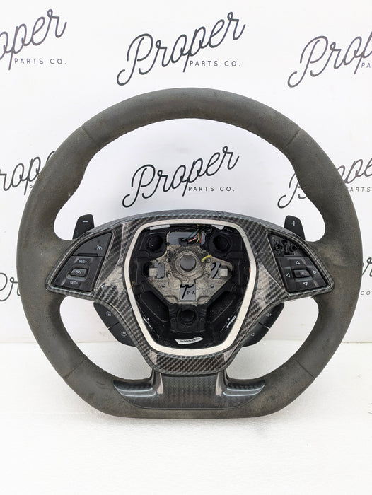 Chevrolet C7 Corvette Stingray Automatic Flat Bottom Suede/Alcantara Steering Wheel W/PaddleShifters 84198774 *DAMAGED*