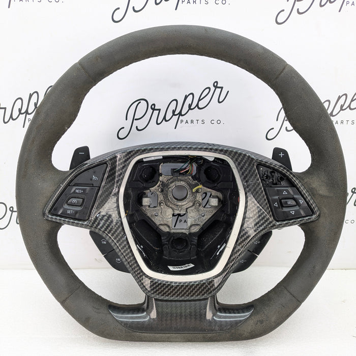 Chevrolet C7 Corvette Stingray Automatic Flat Bottom Suede/Alcantara Steering Wheel W/PaddleShifters 84198774 *DAMAGED*