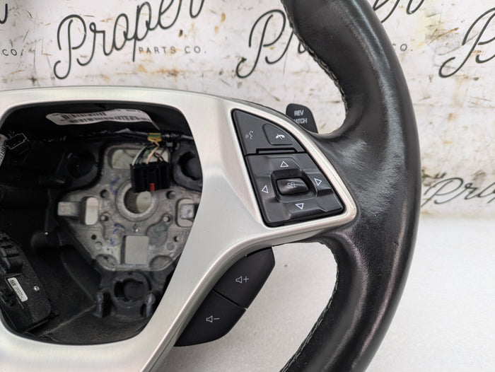 Chevrolet C7 Corvette Stingray Z51 Automatic Jet Black Leather/Grey Stitching Steering Wheel W/Paddle Shifters 23167317 *DAMAGED*