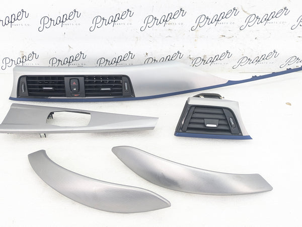 BMW F32 F33 435xi 428xi 440xi 430xi M Sport Aluminum Hexagon & Blue Interior Trim Set
