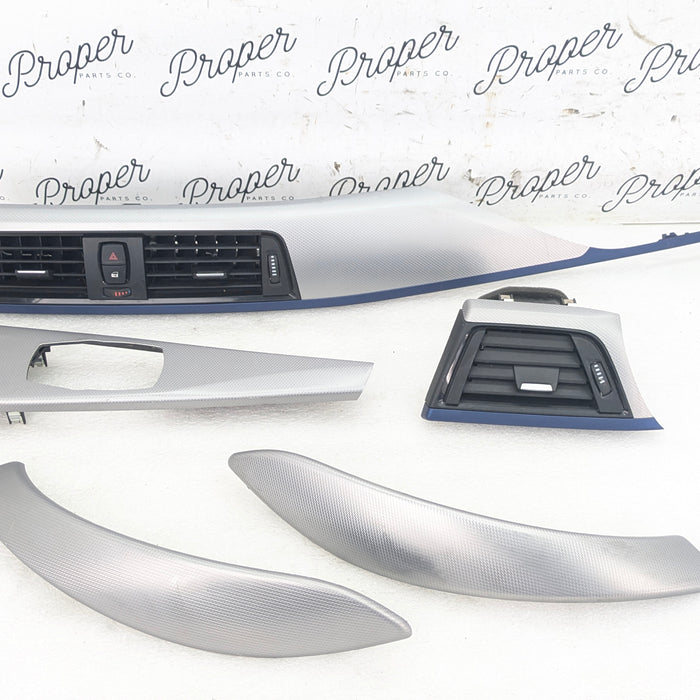 BMW F32 F33 435xi 428xi 440xi 430xi M Sport Aluminum Hexagon & Blue Interior Trim Set