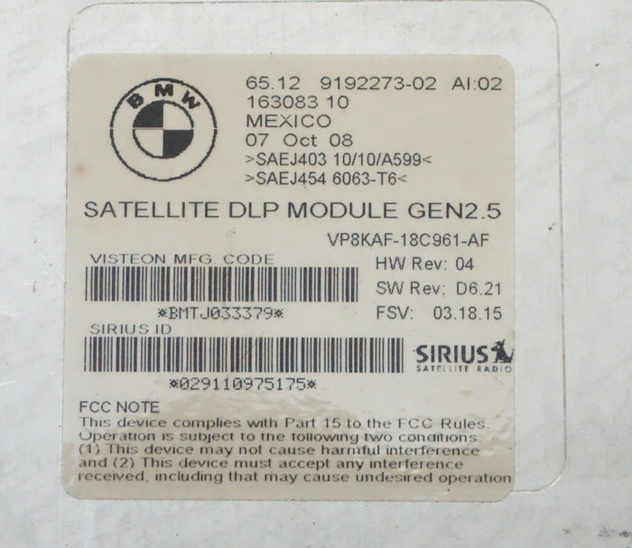 BMW E9X SATELITE MODULE 65129192273